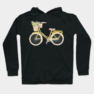 Yellow Bicycle Watercolour Painting Hoodie